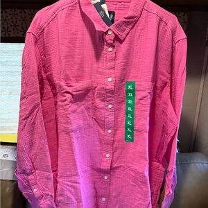 GAP Bright Pink Casual Button Down Shirt